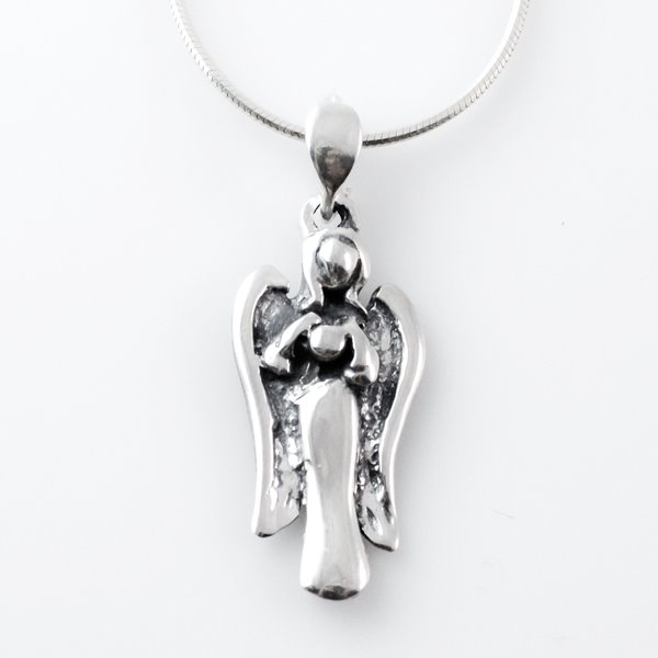 2019 Evergreen Angel Pendant cast in silver on a silver rope chain